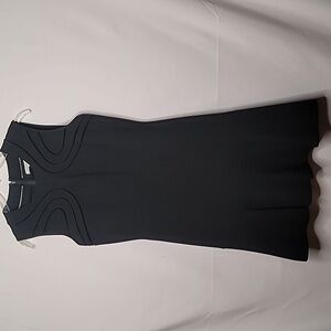 Diane Von Furstenberg Maureen ladder stitch drop waist fit & flare black dress 8